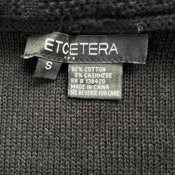 Etcetera Black Cashmere Blend Open Front Cocoon Cardigan Sweater - Picture 5 of 6